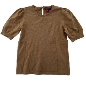 Vince Camuto Sweater Womens XS Latte Heather Puff Sleeve Crewneck Knit NWT